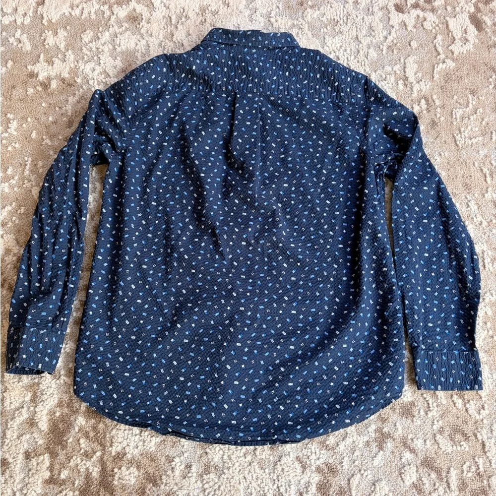 Ralph Lauren Navy Blue Printed Kids Button-Down Shirt